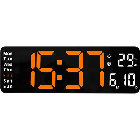 Horloge double fonction à poser et à suspendre - coque noire, lumière orange (1/5)