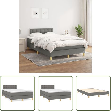 The Living Store Boxspringbett mit Matratze Dunkelgrau 120x200 cm Stoff - Boxspringbett - Doppelbett - Bettenrahmen - Schlafsystem - Matratze (1/5)