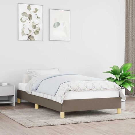 Cadre de lit 80 x 200 cm avec sommier à lattes en tissu taupe, sans matelas, 16.4kg - PANGIVO (1/5)