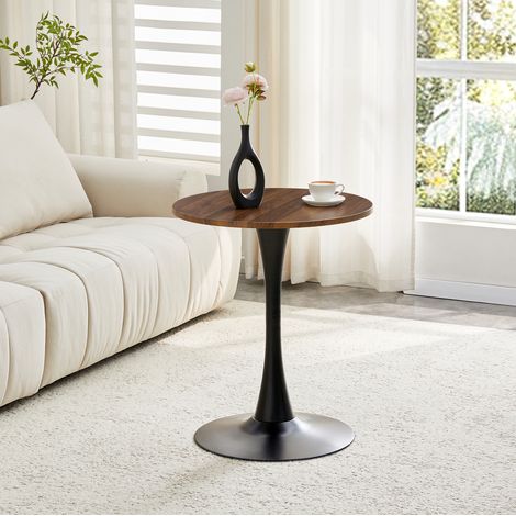 Runder Beistelltisch aus MDF und Metall Walnuss OKMYHOME (1/5)