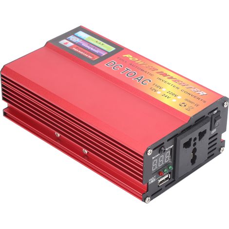 Convertisseur de puissance 800 W, 24 V CC vers 110 V CA, port de charge USB, affichage numérique de la tension, onde sinusoïdale modifiée (1/5)
