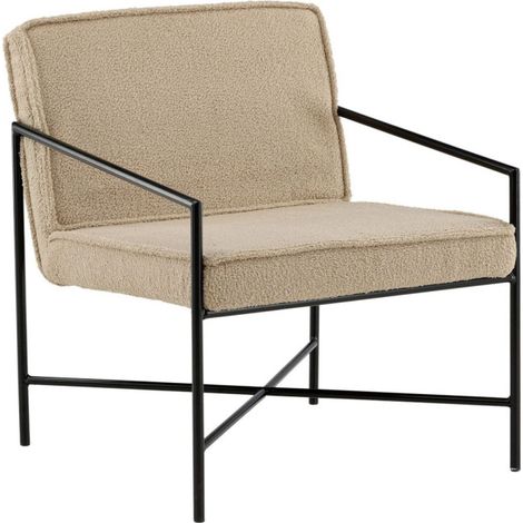 Fauteuil Design Bouclette "Rakel" 78cm Beige (1/5)