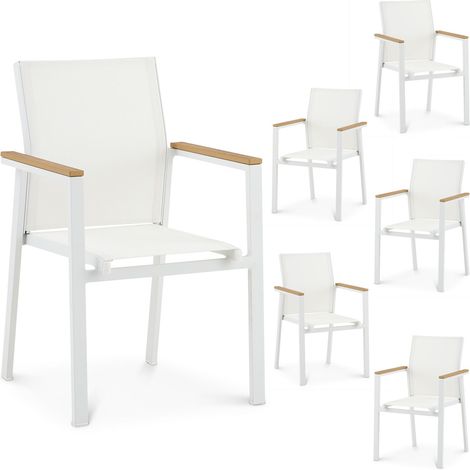 Lot de 6 chaises de jardin WINDY Blanc/Naturel (Lot de 6) (1/5)