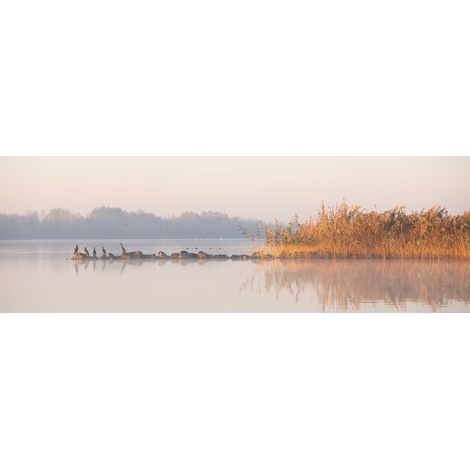 Tableau sur toile lac d'automne 30x97 cm - Impression sur Toile Murale Décorative - Image imprimée en HD sur Toile - Toile sur Châssis en Bois FSC - Fabriqué en France (1/5)
