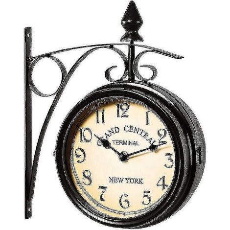 Horloge murale double face pour gare, design noir, Tw (1/4)