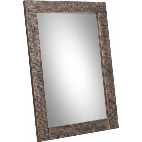 Espejo rectangular de madera marrón 60x2.5x80h cm