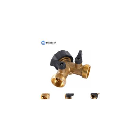 Rubinetto doppio per lavatrice, sdoppiatore a Y a 2 vie per tubo da giardino per tubi di alimentazione da 3/4", rubinetto da giardino doppio per esterni in ottone resistente - Crezuo