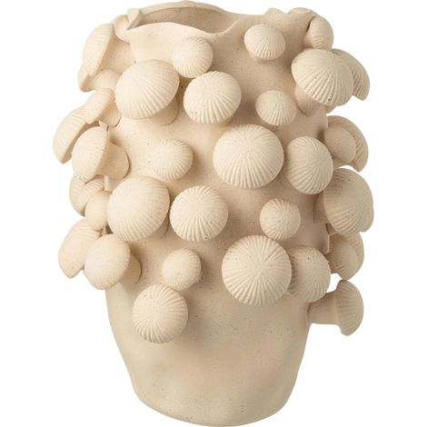 Vase décoratif beige en argile style champignon sculptural - Beige argile naturel (1/3)