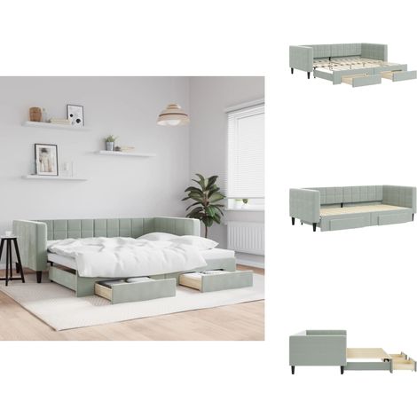 Lit de jour avec gigogne et tiroirs sans matelas 90x200 cm - Lit De Jour Avec Lit Gigogne - Lits De Jour Avec Lits Gigognes - Canapé-lit - Lit D'appoint (1/5)
