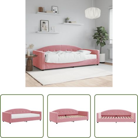 Schlafsofa - Tagesbett mit Matratze Rosa 90x200 cm Samt (1/5)