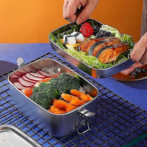 Edelstahl-Lunchbox mit Deckel, 1,5 l, auslaufsicher und plastikfrei (1/4)