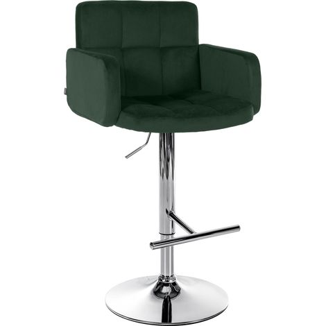 Sgabello da Bar Los Angeles in Velluto Verde scuro cromo (1/5)