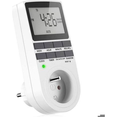 Prise programmable numérique - - Zorvexis Rovina - écran LCD - 12/24h & 7 jours - économiseur d'énergie