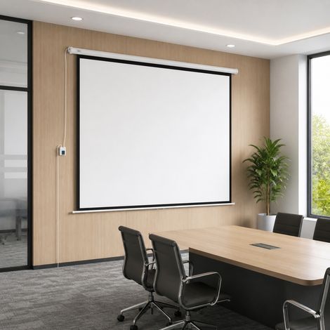 Écran de projection motorisé 96 pouces, 1:1 4K HD, fixation mural ou plafond avec télécommande, 195L x 8l x 182H cm (1/5)