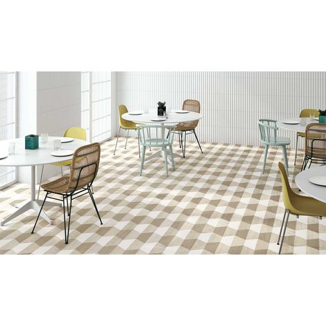 Carrelage grès cérame 60° Trapezium Wood effet bois - Trapèze 23x9,8 cm Chêne blanchi - Naturel - boîte de 0.33 m2 - Gioia Materia (1/5)