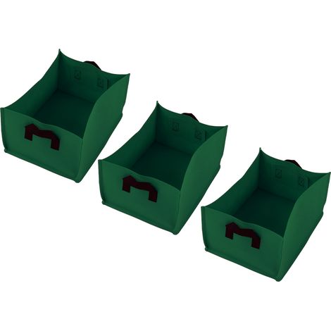 Lot de 3 sacs de culture épais non tissés pour semis de légumes, avec poignée, couleur vert gazon, 40 x 30 x 20 cm (1/5)