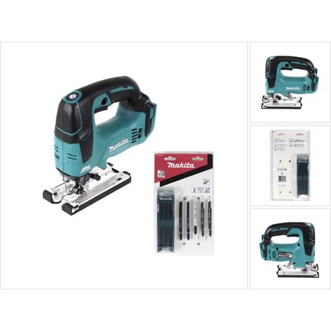 Makita DJV 182 Z Sierra caladora a batería 18 V + Juego de hojas de sierra - Sin batería, sin cargador, sin maletín incluidos