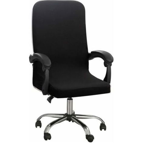 Housses élastiques pour chaise de bureau sans housse d'accoudoir motif jacquard avec dossier haut pour chaise d'ordinateur amovible pour chaise pivotante universelle Noir M