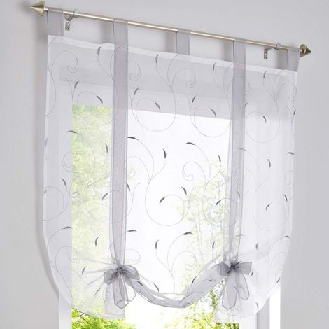 Persianas romanas bordadas para ventana, decoración Para dormitorio, balcón, cocina, gris, 80cm x 140cm, 1 ud. (1/4)