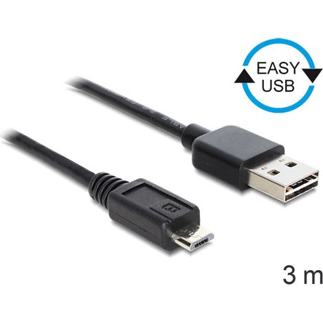 Delock cable easy-usb 2.0-a male usb 2.0 micro-b male 3 m