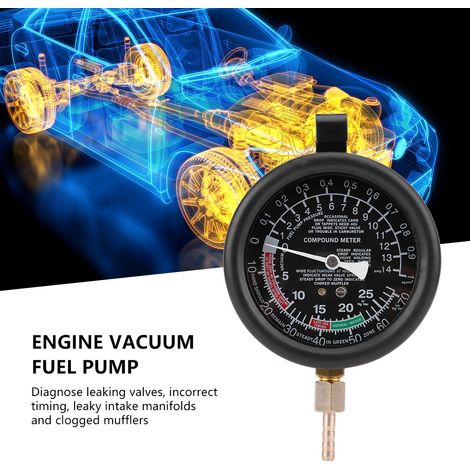 Pompe à vide pour carburant et manomètre de test de vide pour moteur de voiture, diagnostic de pression et test d'étanchéité du carburateur (1/4)