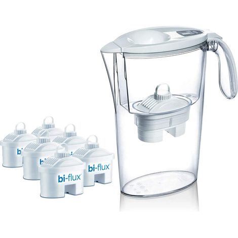 Pack Jarra Filtrante Laica Stream/ 2.3L/ Blanca/ Jarra + 6 Filtros BI-FLUX (1/5)