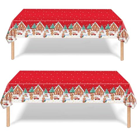 2er Set Weihnachtstischdecke rechteckig 137x274cm, fleckschützend