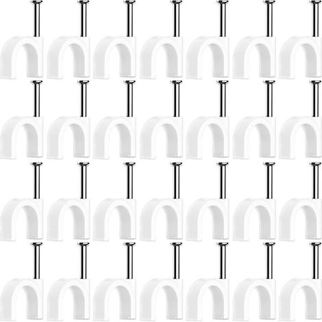 100x Clips de Fixation de Câbles à Cheville en Acier, Attaches Murales Blanches 4mm pour Fils Électriques et Cordons (1/5)