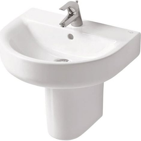 Ideal Standard Concept Arc Basin and Semi Pedestal 550mm Wide 1 Tap Hole (1/2)