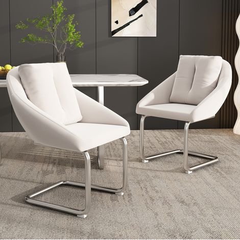 2er-Set Samtstühle beige, Metallgestell, 150 kg Tragkraft,59×65×82cm (1/5)