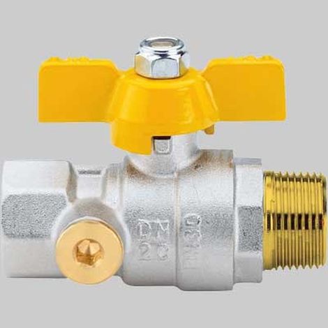 VALVOLA SFERA GAS M/F CON DUE PRESE PRESSIONE FARFALLA ALLUMINIO - 3/4
