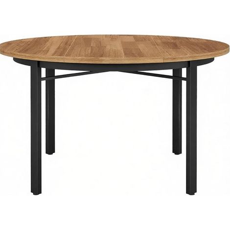 Table à manger ronde en MDF avec pieds métalliques style rustique industriel 118,5 x 118,5 x 76 cm (1/5)