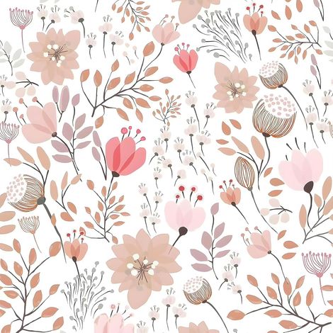 Papier Peint Fleuri Rose Fleurs Lotus Papier Peint Adhesif Mural Decoratif Chambre Salle de Bain 44,5 cm × 300 cm Papiers Peints Feuillage Roses Rouleau Adhesif pour Meuble Salon Couloir (1/5)