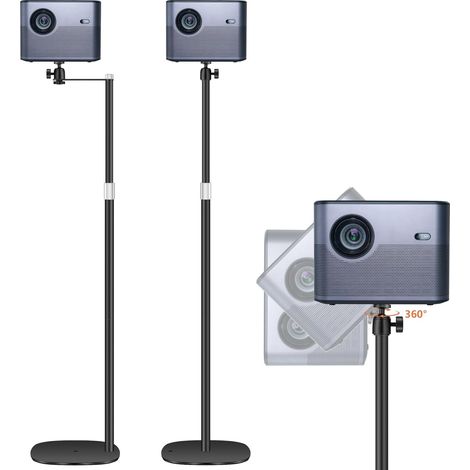 1 Support projecteur, Hauteur réglable 90-126cm, Rotation 360°, Acier, Charge 5kg, Salon Chambre Bureau (1/5)