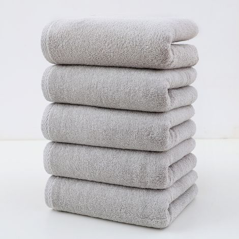 Serviette 100 % coton, douce et absorbante, lot de 5, gris clair/34 x 78 cm (1/4)