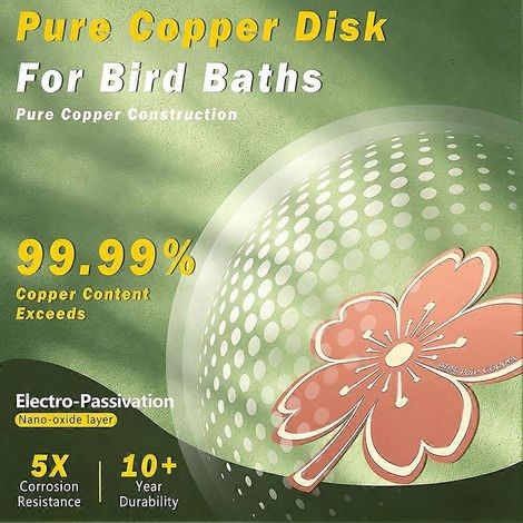 Disque de nettoyage en cuivre pour bain d'oiseaux, disque en cuivre pur pour une eau propre, pour bains d'oiseaux, bols et fontaines de jardin - JBMEDIA (1/4)