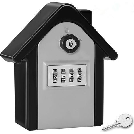 Boite a Cle Securisee Mural Boite a Clé avec Code Numérique & Clés d'urgence, Grand Key Safe Box Format XL Coffre a Clef Extérieur pour Maison, Bureau, Usine, Garages (Argent) (1/4)