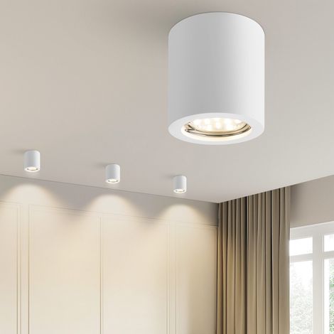 GBLY Aufbauspot weiß Aufbaustrahler rund: Deckenspots GU10 Spots Deckenleuchte Aufputz 230V aus Gips Aufbauleuchte klein Deckenlampe Max.40W für Wohnzimmer Esszimmer Flur - Ohne Leuchtmittel