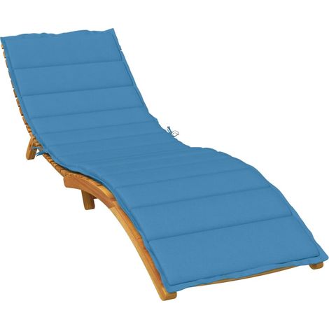 Coussin de chaise longue antidérapant bleu mélangé 200 x 60 x 4 cm en polyester - PANGIVO (1/5)