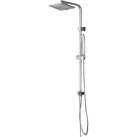 Colonna Doccia Quadrata Cromata con Supporto Regolabile, Doccetta Square e Soffione 20x20 cm