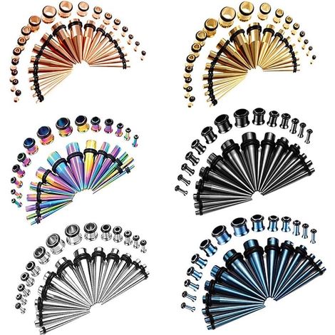 Combinaison populaire de 36 pièces d'extension d'oreille conique pointue en acier inoxydable (couleur) (1/5)