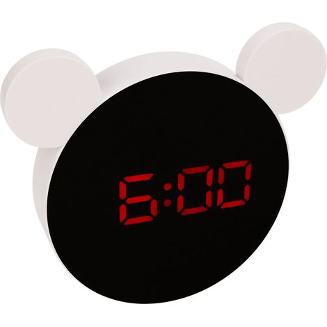 Ce réveil numérique adorable en forme d'oreilles de souris, avec miroir, dispose des modes snooze et nuit, d'un affichage LED rouge et convient parfaitement aux chambres d'enfants.