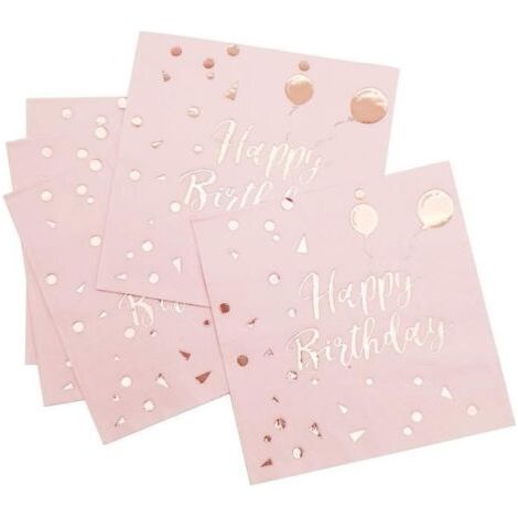 Einwegservietten – HAPPY BIRTHDAY – 60 Stück – Rosa – 33 x 33 cm – 3-lagig (1/5)