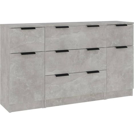 Maison Exclusive - Ensemble de buffets 3 pcs Gris béton Bois d'ingénierie