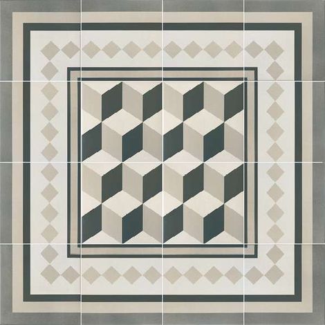Aelle - Carrelage sol / mur effet ciment cubre géométrique gris 20x20 cm - CAPRICE PROVENCE - Vendu par boîte de 1 m² (1/5)