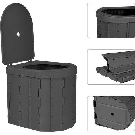 Sifree – Toilettes de camping pliables – Charge max 120 kg – Plastique ABS durable – Pour voyages, randonnée, pêche – Seau sanitaire mobile noir (1/5)