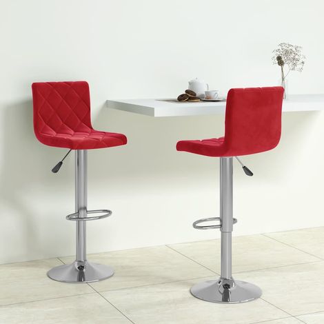 vidaXL Tabourets de bar lot de 2 rouge bordeaux velours (1/5)