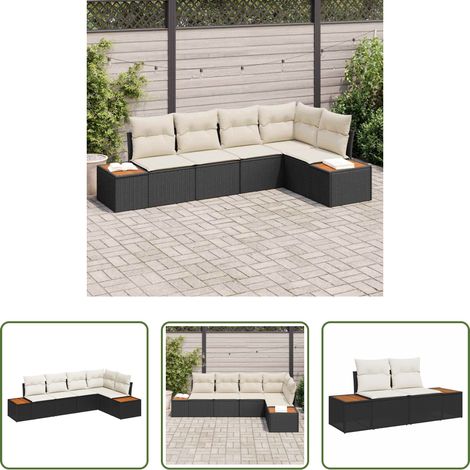 Terrassensofa - Gartensofa-set mit Kissen 5 pcs Schwarz Poly Rattan (1/5)