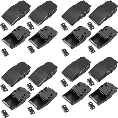 16 Pièces Loquet à Bascule, Fermeture à Levier Fer Fermoir de Tension Fermeture de Boîte Capuchon de Verrouillage pour Boîte à Outils pour Boîte,Cas Sans Serrure, Noir (1/5)