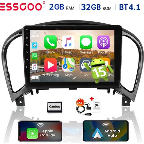 Pour Nissan Juke 2010-2018 Android 15 autoradio GPS Radio Headunit Apple Carplay RDS Navi WIFI - 2+32G DAB+